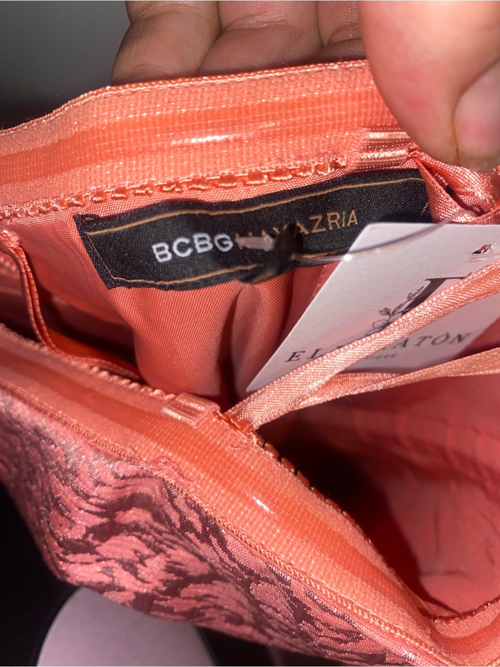 BCBG Max Azria Strapless Pink Metallic Jacquard Fit & Flare Cocktail Dress - Picture 4 of 7